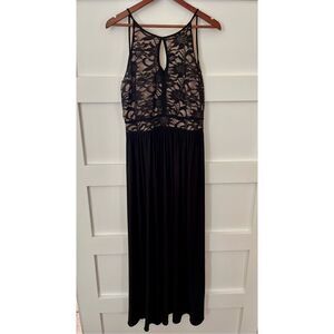 Nightway lace black halter style maxi Cocktail Wedding Long Dress Prom Party
